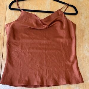 Rust Satin Cowl Neck Camisole Top - Women OLM swonens sz M